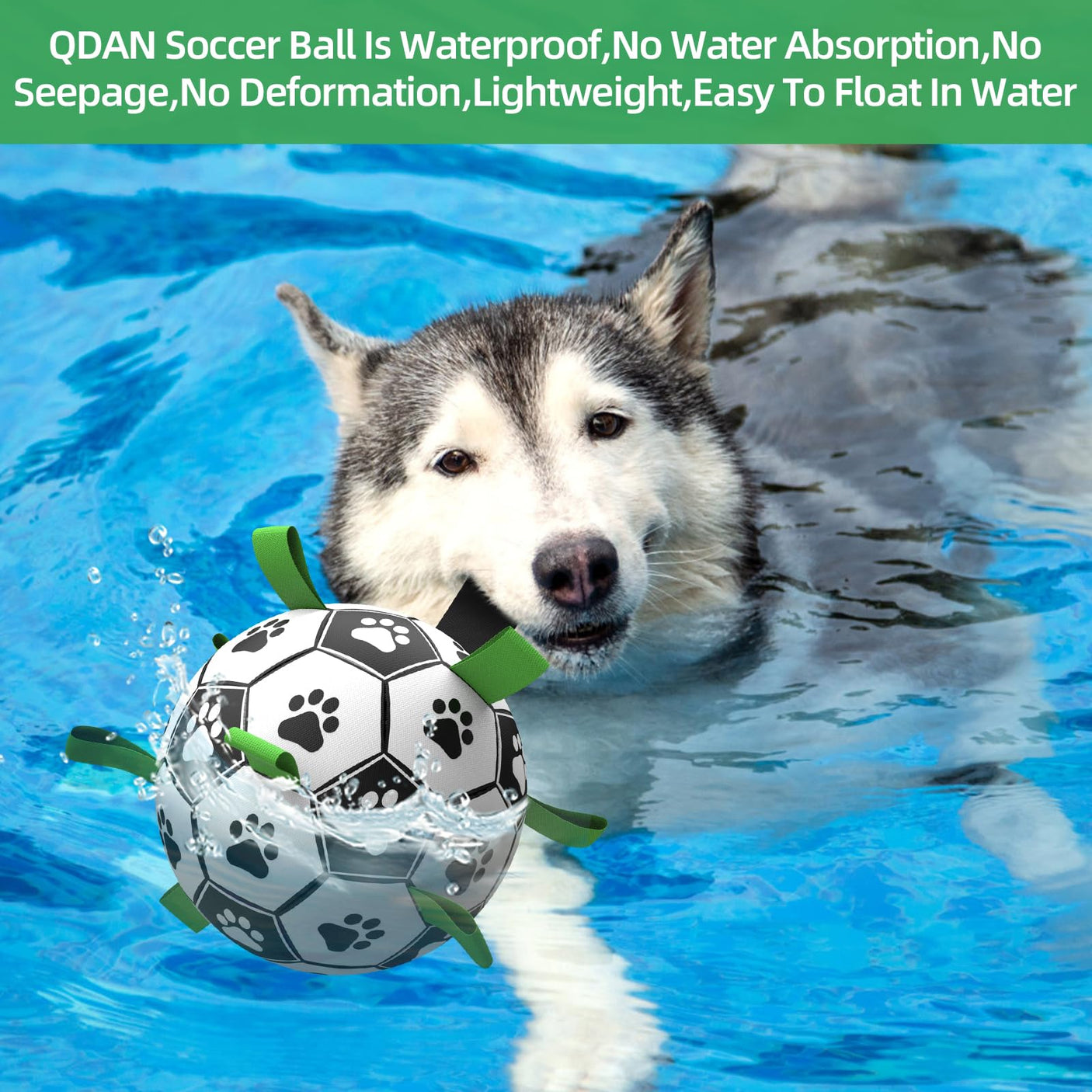 QDAN Premium Dog Toys Balls, Dog Soccer Ball with Straps, Dog Birthday Gifts, Herding Ball, Durable Balls for Small Medium Pet, Puppy Outdoor Toy, Pet Training Soccer Ball, World Cup Soccer (6 Inch)