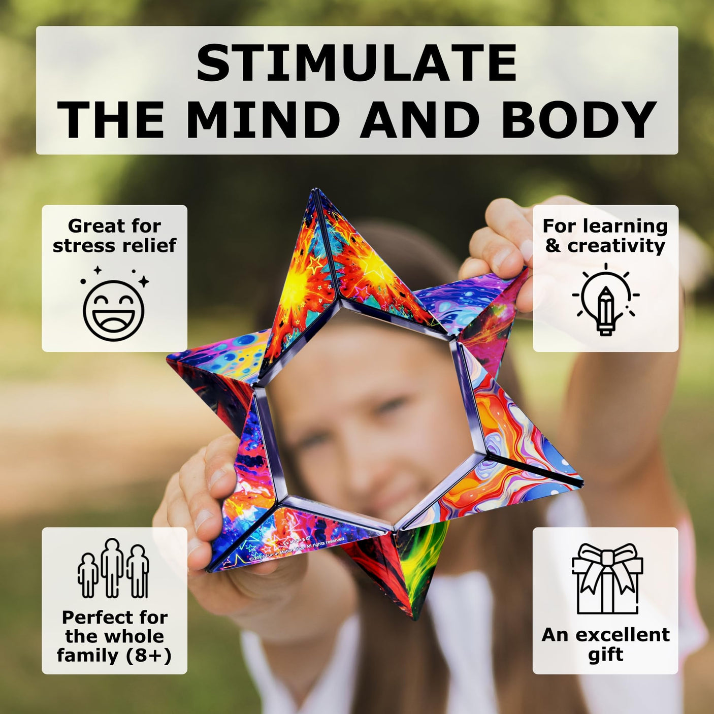 SHASHIBO Holographic Shape Shifting Box - STEM Magnetic Fidget Cube That Transforms Into Over 70 Shapes, Download Fun in Motion Toys Mobile App (Vapor)