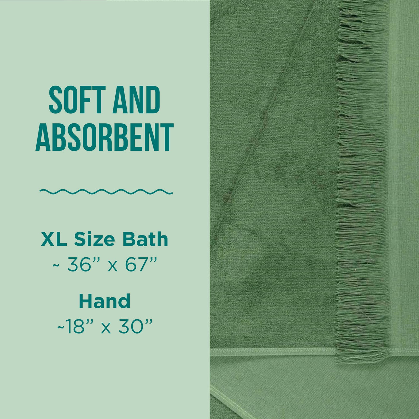 Sand Cloud Turkish Bath Towels Bundle for Bathroom, Set of 4 (Classic Green) - Large Size - 100% Certified Organic Cotton Yarn is Lightweight, Soft & Absorbent - Premium Bath Towels Dry Faster