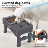 UPSKY 2-in-1 Elevated Dog Bowls Slow Feeder, 4 Height Adjustable Raised Bowls Stand, No Spill Dog Water Bowls, Anti-Slip Food and Water Bowl for Small Medium Dogs(Not Include Stainless Steel Bowl)
