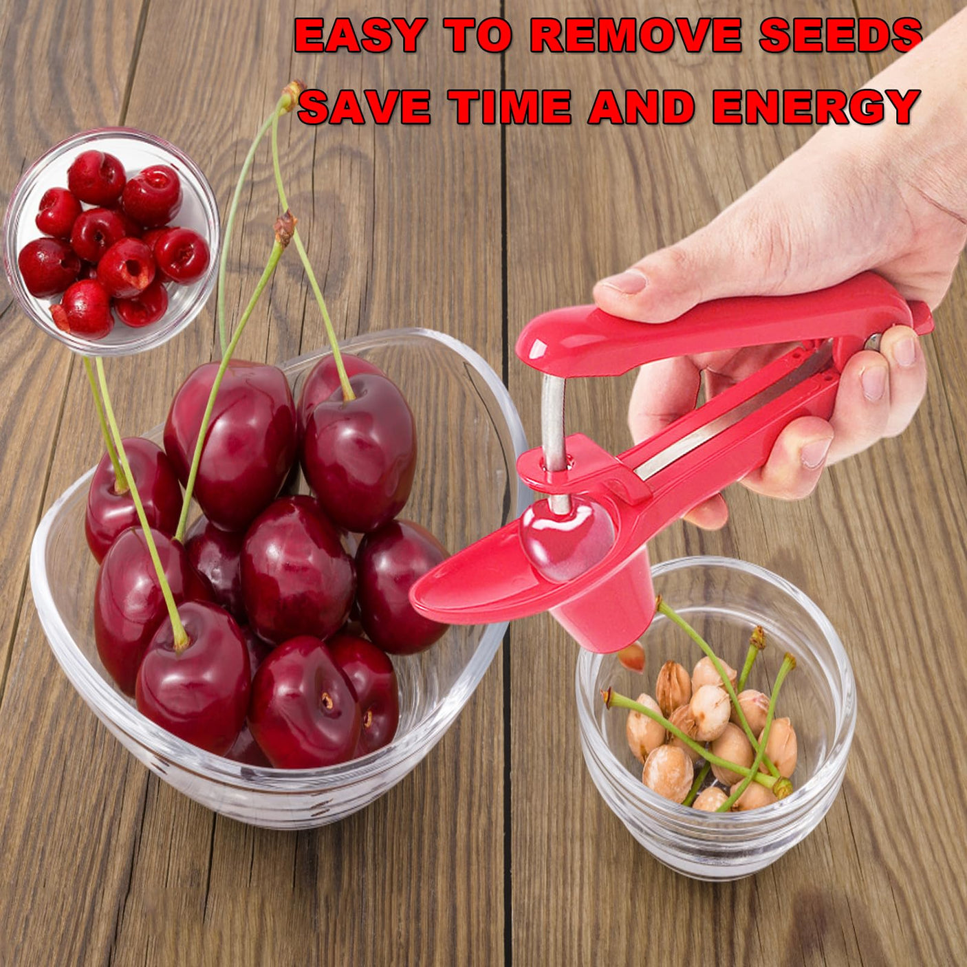 Cherry Pitter, Stainless Steel Olive and Cherries Pitters Corer Tool with Space-Saving Lock Design, Multi-Function Fruit Pit Remover for Cherry Jam (Black)