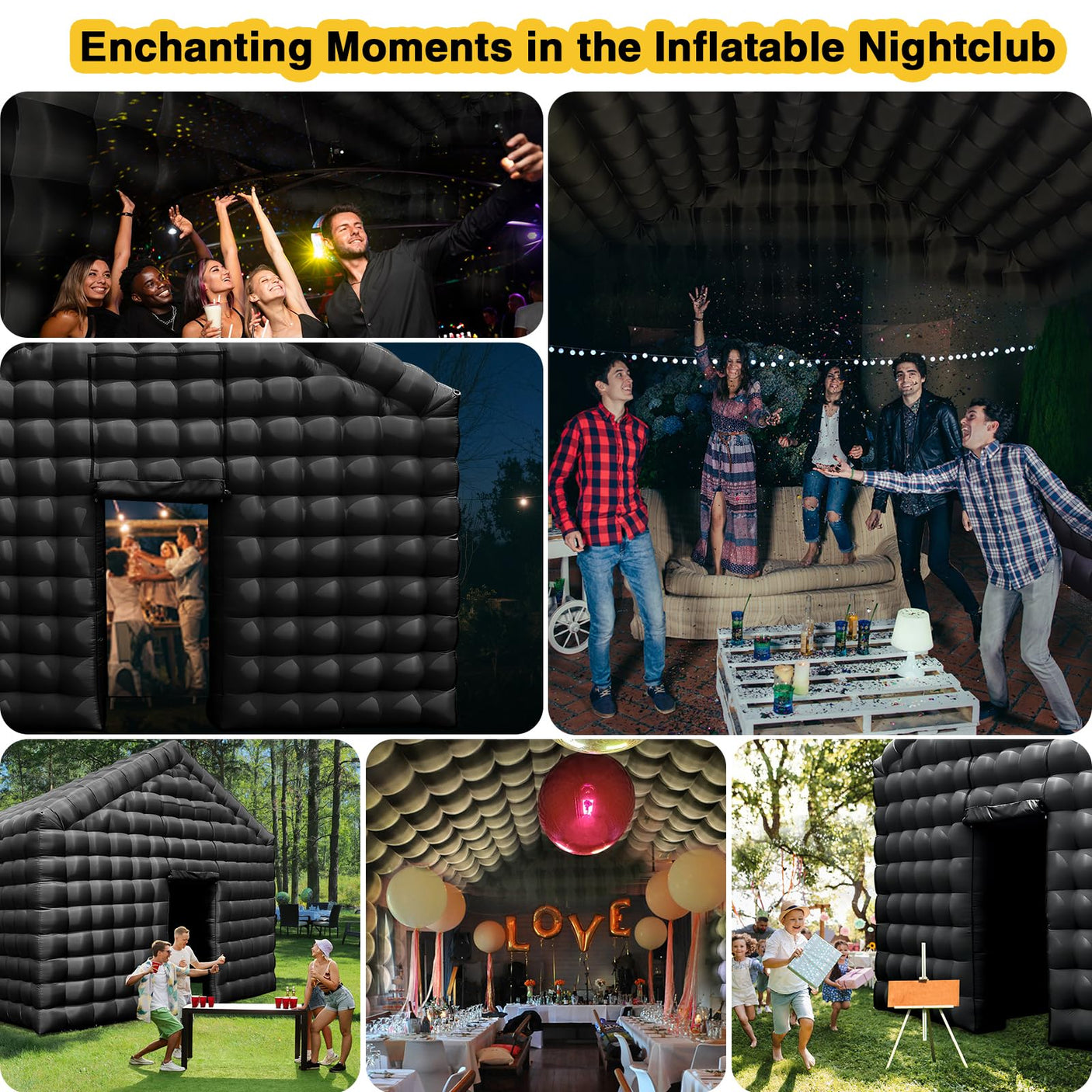 CZGBRO Inflatable Nightclub, 20x16.5x14FT Disco Air Cube Tent, Inflatable Night Club Square Gazebo Event Room Tent House for Event Exhibition Wedding Business/Private Use(White)