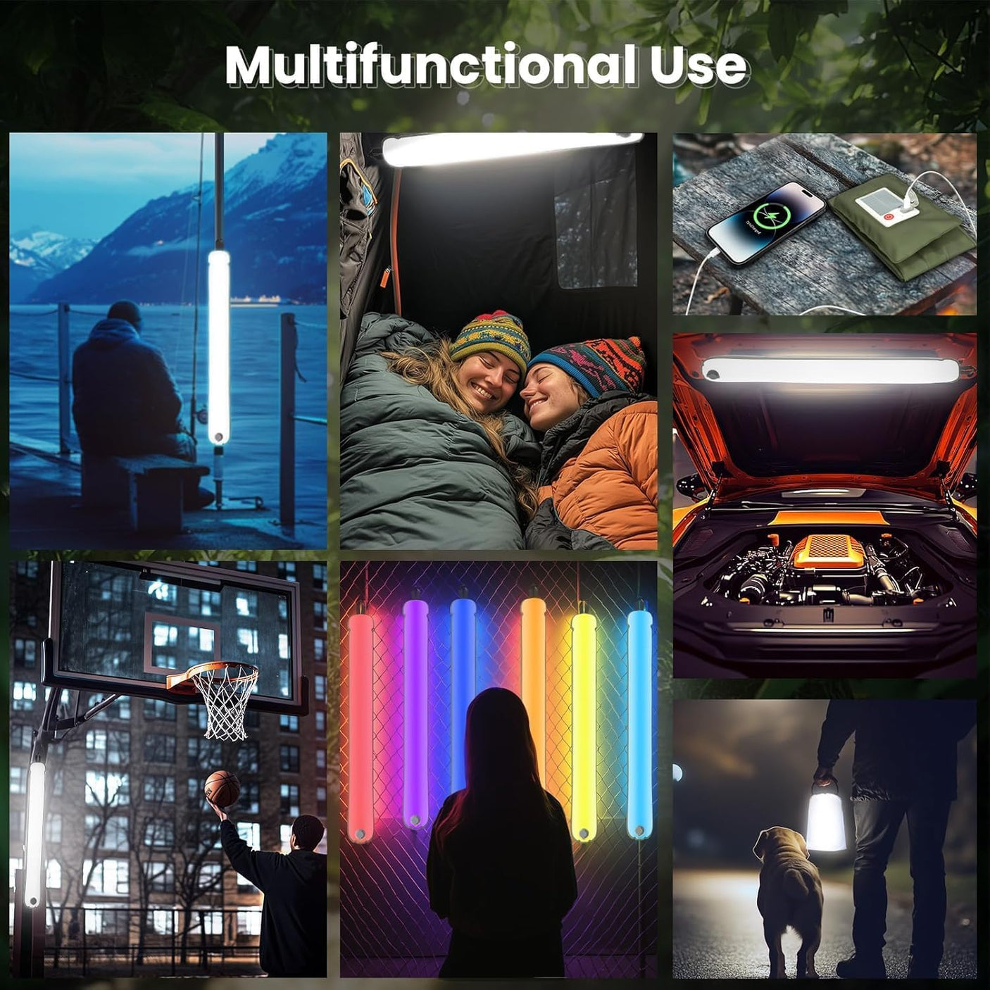 Inflatable LED Light Portable Lightweight Multicolor Camping Light Trip (4 Lighting Modes)