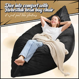 Hobestluk 3 in 1 Bean Bag Chair Giant Bean Bag Chairs Convertible Bean Bag Floor Cushion with Machine Washable Cover, Beanbag Chairs for Adult (Dark Grey)