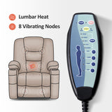 MCombo Power Lift Recliner Chair for Elderly, Lift Chair with Heat and Massage, USB Ports, Cup Holders, Faux Leather 7519 (Medium, Dark Brown)