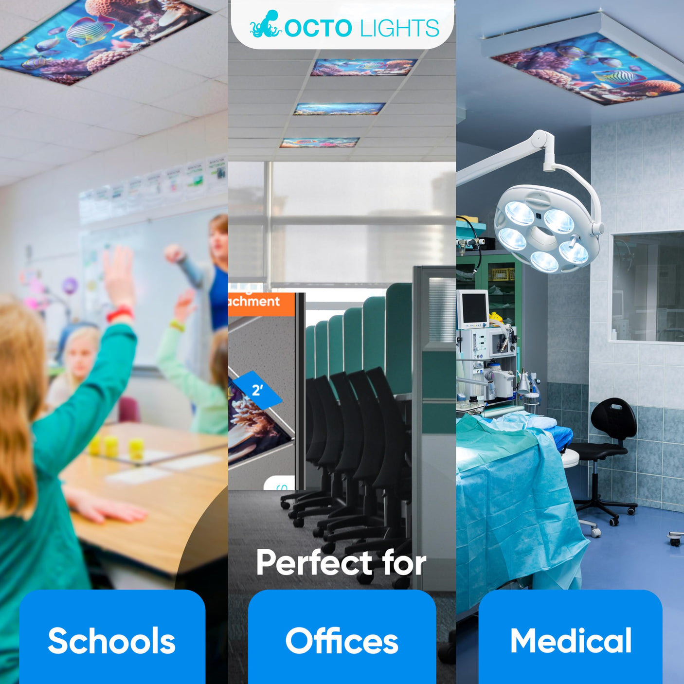 Magnetic Fluorescent Light Covers for Ceiling Lights - Astronomy Cover for Fluorescent & LED Fixture - Must Haves for Teacher Supplies - Classroom, Home, Office Decor - Shield Overhead Lighting
