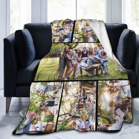 Custom Blanket with Photo Text Personalized Bedding Throw Blankets Customized Flannel Fleece Blankets for Family Birthday Wedding Gift Fits Couch Sofa Bedroom Living Room (1 Photos, 40"x50")