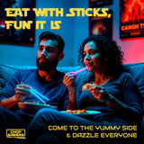 LIGHTSABER CHOPSTICKS LIGHT UP STAR WARS LED Glowing Light Saber Chop Sticks REUSABLE Sushi Lightup Sabers Bright LEDs - 8 Color Modes - 2 Pairs