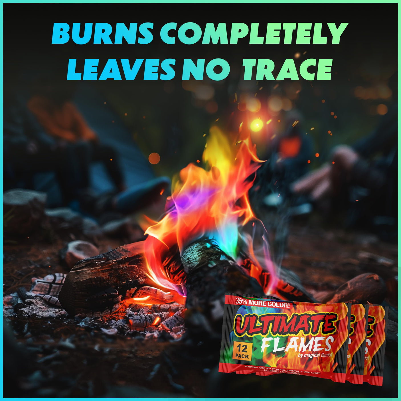 Magical Flames Fire Color Changing Packets for Fire Pit, Indoor/Outdoor Fireplace, Campfires, Bonfires - 25 Pack of Flame Color Changing Packets Camping Accessories