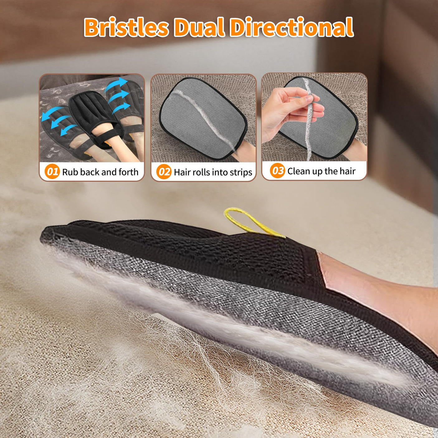 Pet Hair Removal Glove for Cats & Dogs, 2025 Newly Upgraded Five-Finger Electrostatic Pet Hair Gloves, Reusable Pet Hair Remover Tool for Clothing, Couch, Carpet, Car Seat