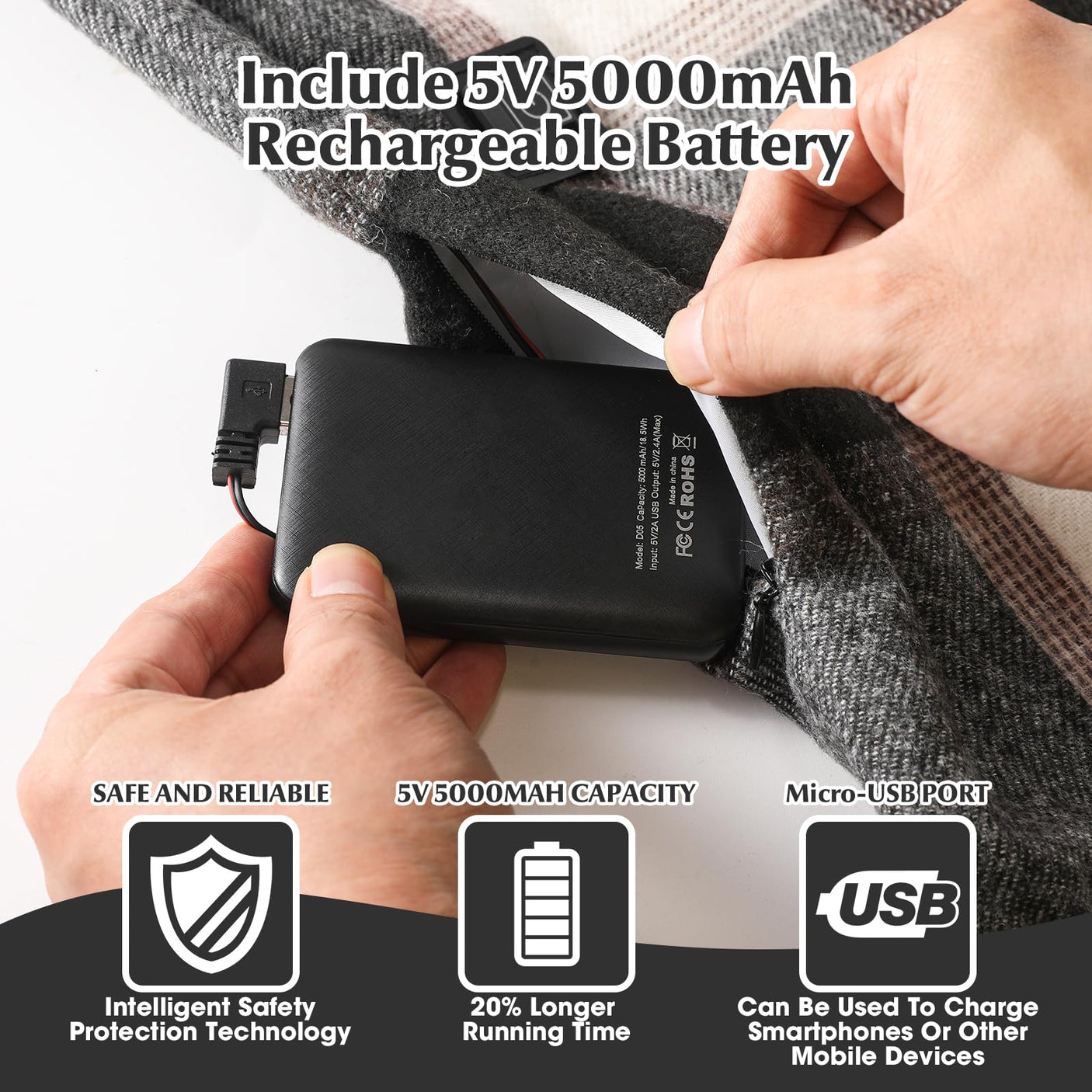 Heated Scarf for Women Rechargeable Neck Warmer, Scarves for Men Winter Warm Intelligent Electric Heating Scarf…