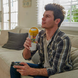 CRUNCHCUP XL Yellow - Portable Plastic Cereal Cups for Breakfast On the Go, To Go Cereal and Milk Container for your favorite Breakfast Cereals, No Spoon or Bowl Required