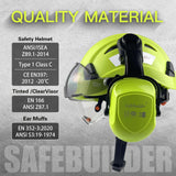 Industrial Safety Helmet with Visor Ear Muffs Hard Hat with Visor Vented Hardhats Construction Work Head Protection ANSI