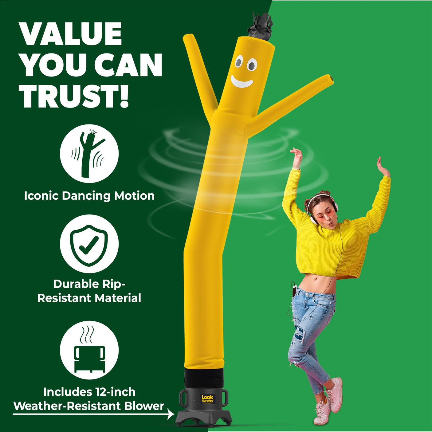 LookOurWay Air Dancers Wacky Waving Inflatable Tube Man Set - 10 Feet Tall Inflatable Dancing Man with Blower - Red