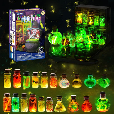 Magic Potions Craft Kit for Kids - Mix 20 Glow Witch Potion Bottles, Fairy Magic Potions Making Kit - Christmas Decorations Birthday Gifts for Girls Boys 6 7 8 9 10+