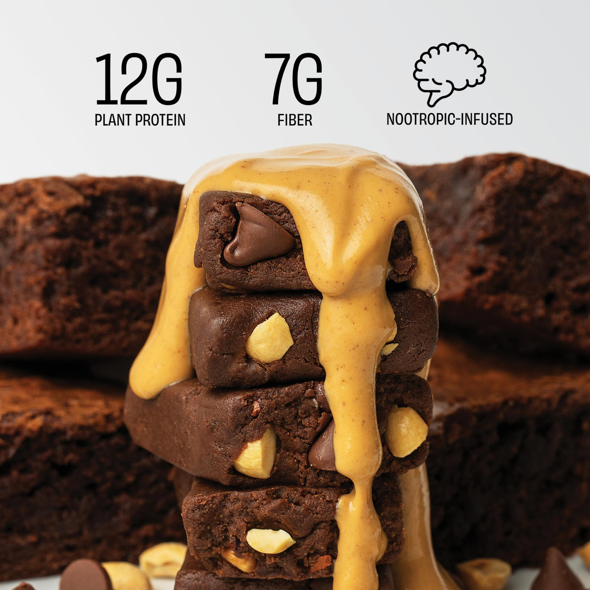 Mindright Superfood Vegan Protein Bar | Gluten Free, Non-Gmo, Low Sugar | Brain Food Snack to Enhance Mood, Energy, and Focus | Pack of 12 (Peanut Butter Cup)
