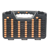 Ontel Battery Daddy Storage & Organizer Case with Tester, Stores & Protects Up to 180 Batteries, Double-Sided, Durable Design W/Clear Locking Lid, Secure Latches & Portable Carrying Handle- Warm Grey