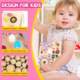 Busy Board, Montessori Toy for 1-3 Years Old, Wooden Toddler Sensory Travel Toy, Ideal Gift for 1+ Year Old Boys (Busy Board Plus V2), Medium, Yellow