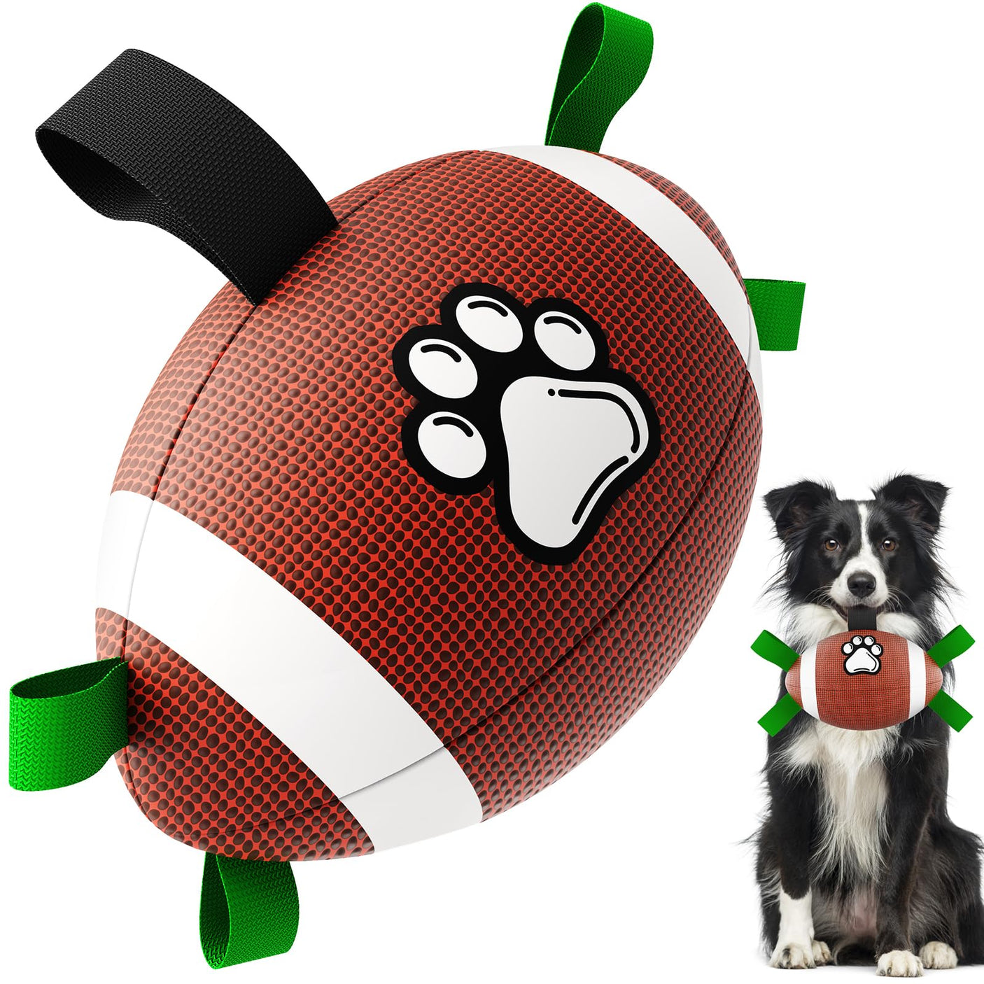 QDAN Premium Dog Toys Balls, Dog Soccer Ball with Straps, Dog Birthday Gifts, Herding Ball, Durable Balls for Small Medium Pet, Puppy Outdoor Toy, Pet Training Soccer Ball, World Cup Soccer (6 Inch)