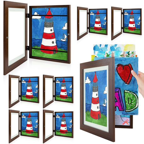 Golden State Art, 10x12.5 Kids Art Frames, Front-Opening Picture Frame Great for Kids Drawings, Artworks, Children Art Projects, Schoolwork, Home or Office (Walnut Set of 2)