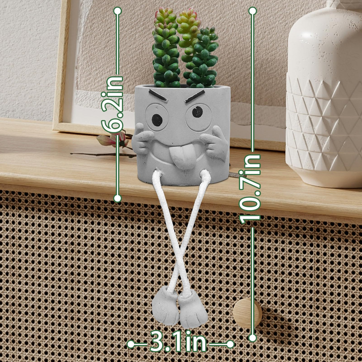Zerzsy 3pcs Creative Artificial Succulents with Gray Flower Pots, Mini Potted Succulents for Home Office Desk Decor and Gift Choice