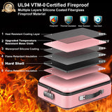 Fireproof Document Box, Hard Case Fireproof File Organizer with Lock Hard-Shell Design Fireproof Water Resistant Safe Box for Important Documents Certificates Laptop Passports Black