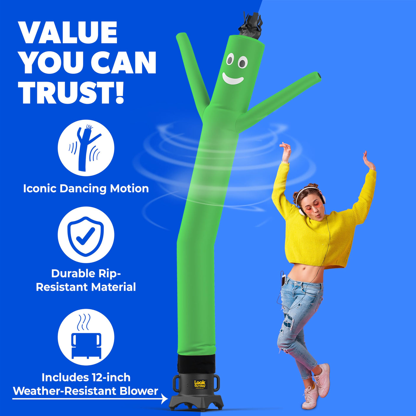 LookOurWay Air Dancers Wacky Waving Inflatable Tube Man Set - 10 Feet Tall Inflatable Dancing Man with Blower - Red
