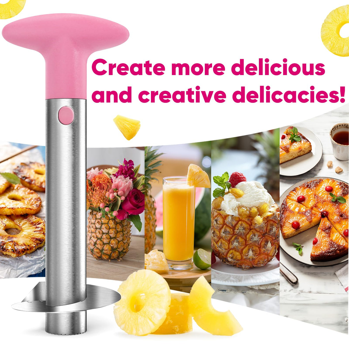 Pineapple Corer, [Upgraded, Reinforced, Thicker Blade] Newness Premium Pineapple Corer Remover (Black)