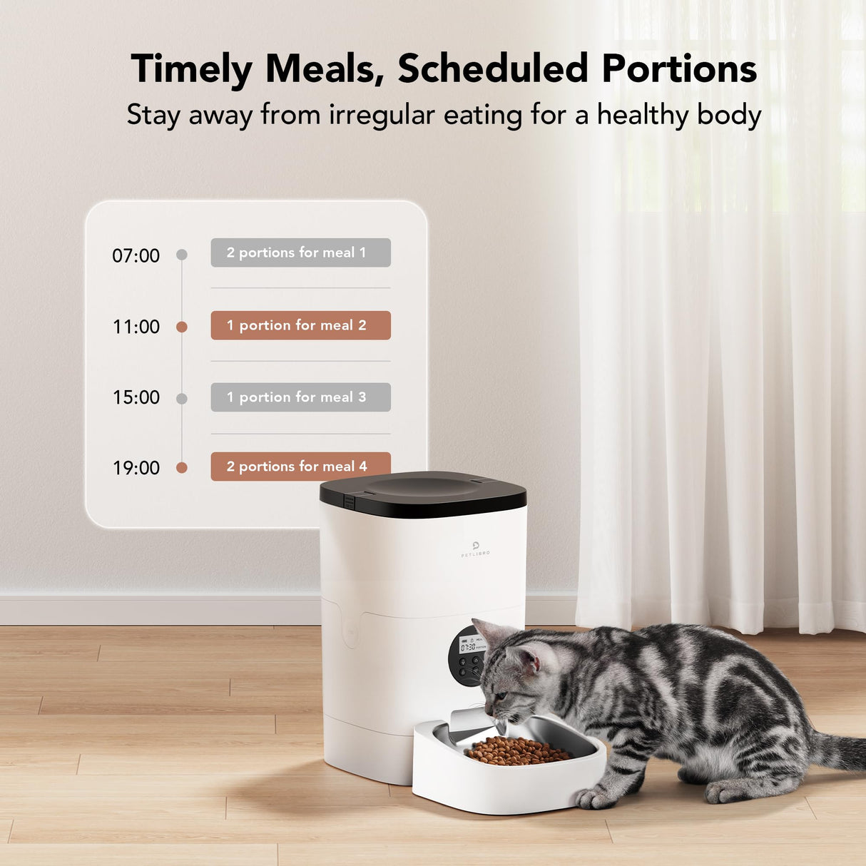 PETLIBRO Automatic Dog Feeder, 6L Dog Food Dispenser with Timer Interactive Voice Recorder, Auto Dog Feeder with Desiccant Bag 1-4 Meals Dry Food, Black Transparent