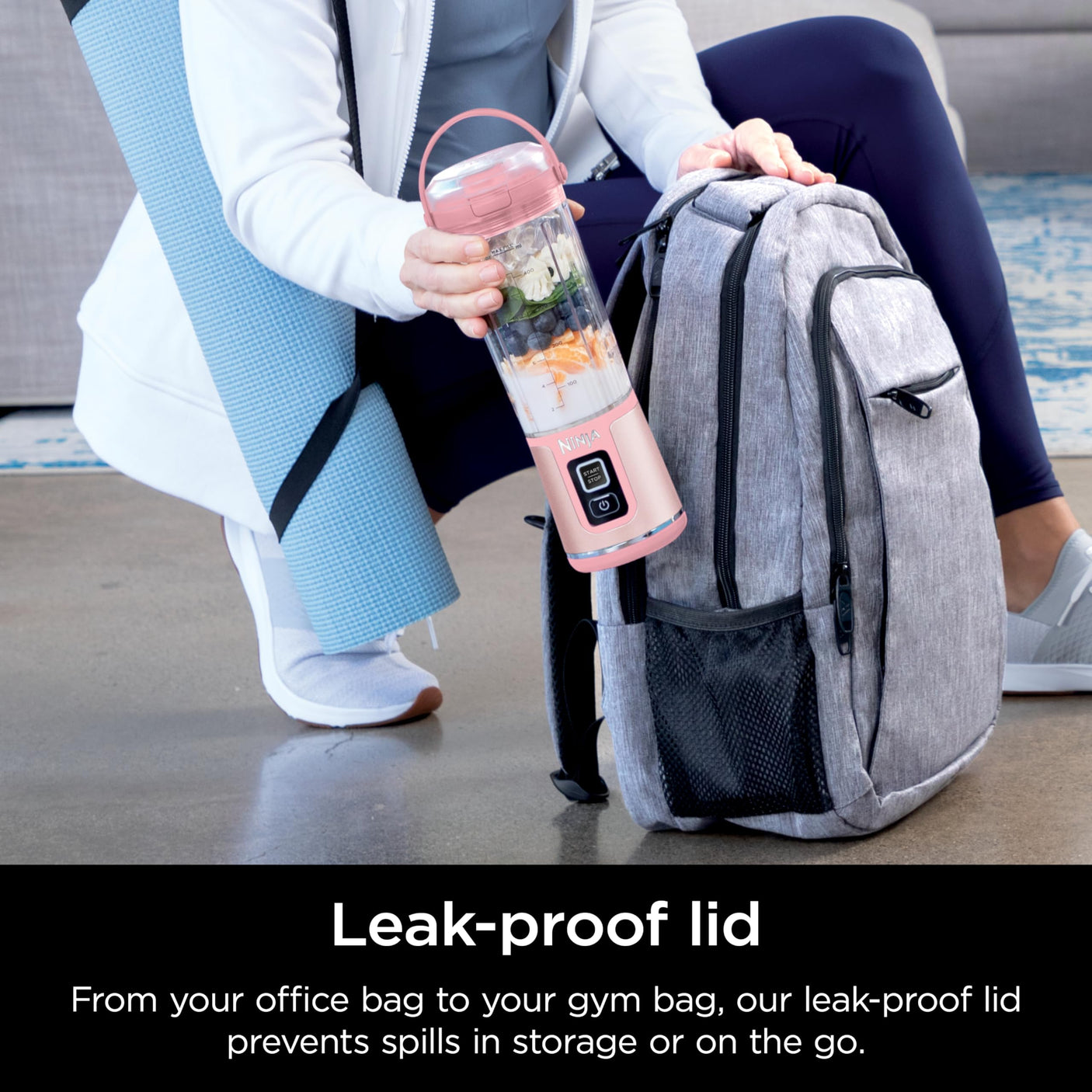 Ninja BC155PS Blast Two-Pack Portable Blender, Cordless, 18oz. Vessel, Personal Blender-for Shakes & Smoothies, BPA Free, Leakproof-Lid & Sip Spout, Rechargeable, Dishwasher Safe Parts, Peach & Stone