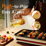 TrendPlain 16oz/470ml Glass Olive Oil Sprayer for Cooking - 2 in 1 Olive Oil Dispenser for Kitchen Gadgets, Air Fryer, Salad, and BBQ - Navy