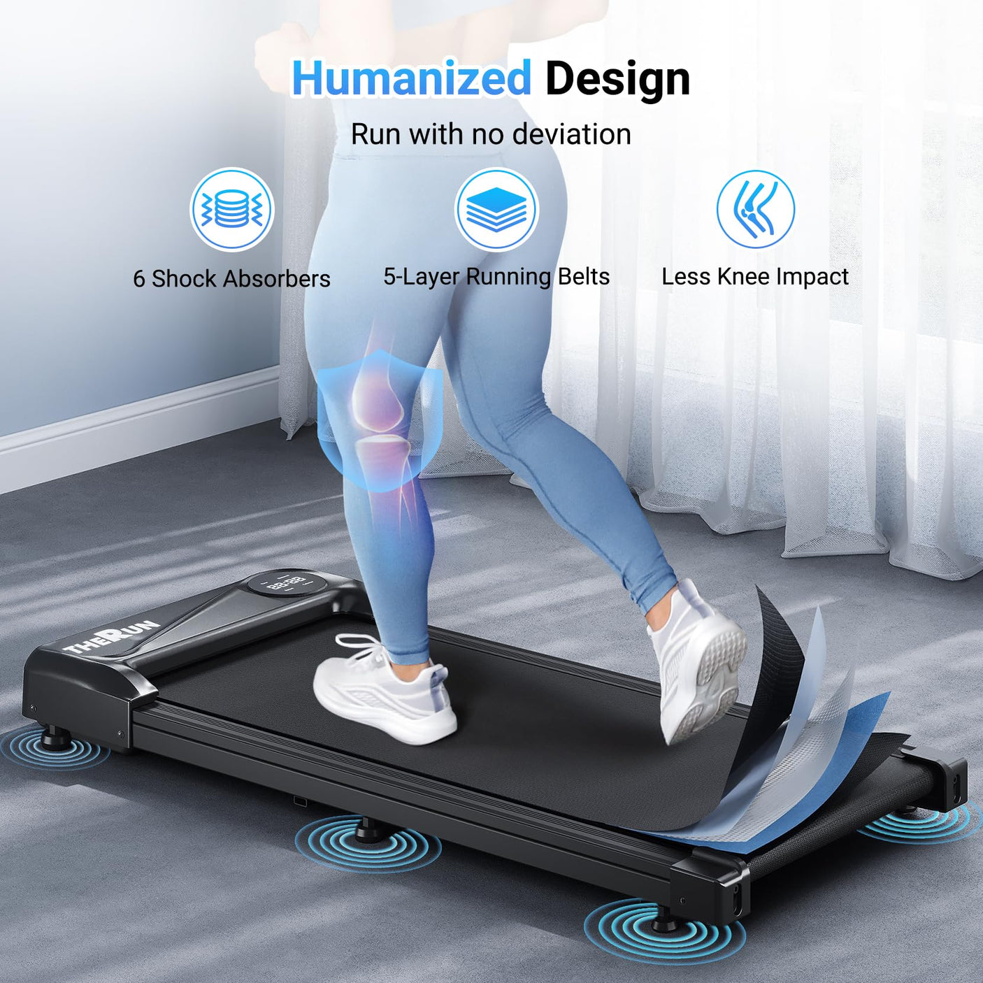 THERUN Walking Pad Treadmill Under Desk, Portable Mini Treadmill for Home/Office, Walking Pad Machine with 2.5HP and 265 lbs Weight Capacity Remote Control LED Display