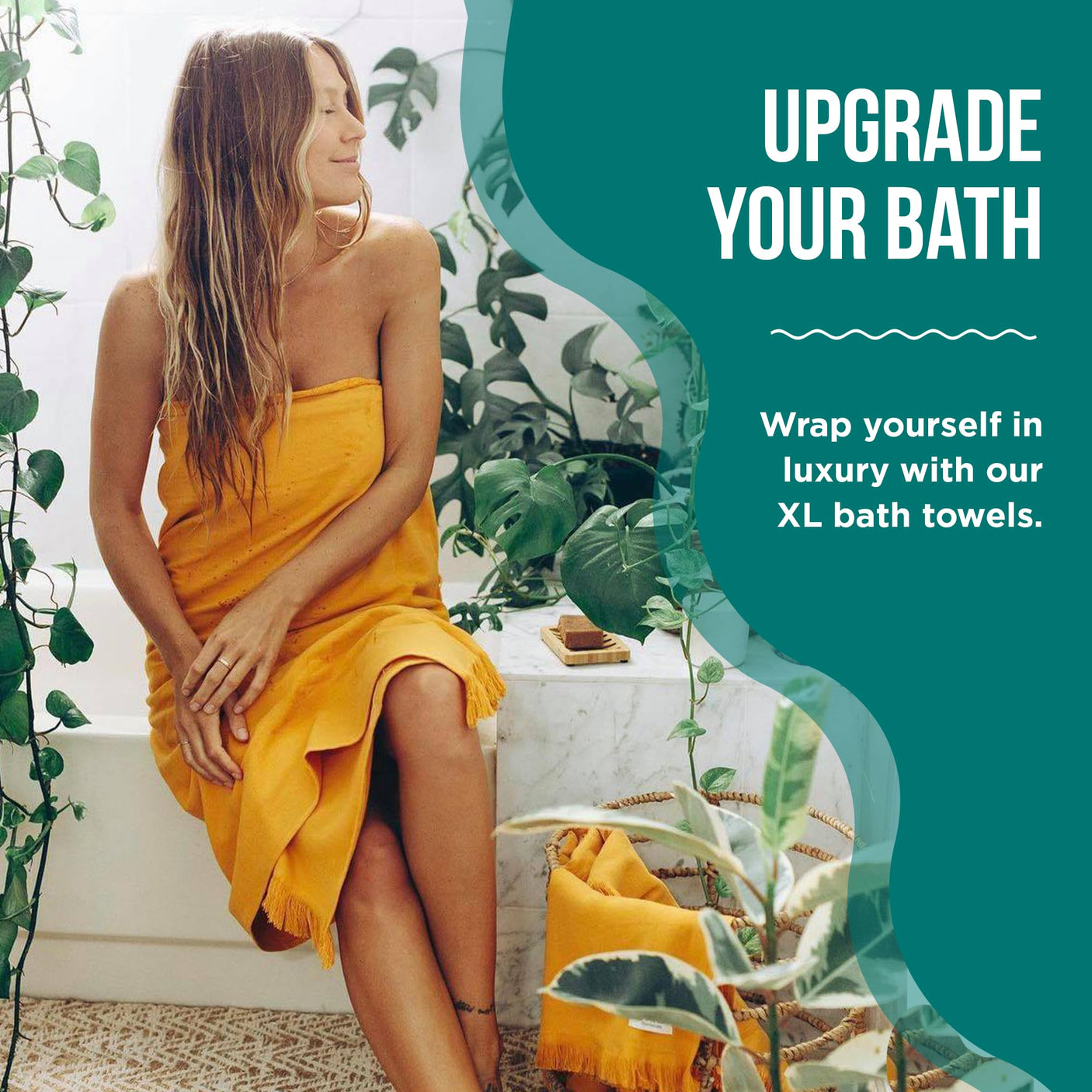 Sand Cloud Turkish Bath Towels Bundle for Bathroom, Set of 4 (Classic Green) - Large Size - 100% Certified Organic Cotton Yarn is Lightweight, Soft & Absorbent - Premium Bath Towels Dry Faster