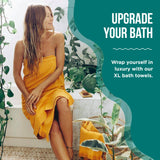 Sand Cloud Turkish Bath Towels Bundle for Bathroom, Set of 4 (Classic Green) - Large Size - 100% Certified Organic Cotton Yarn is Lightweight, Soft & Absorbent - Premium Bath Towels Dry Faster