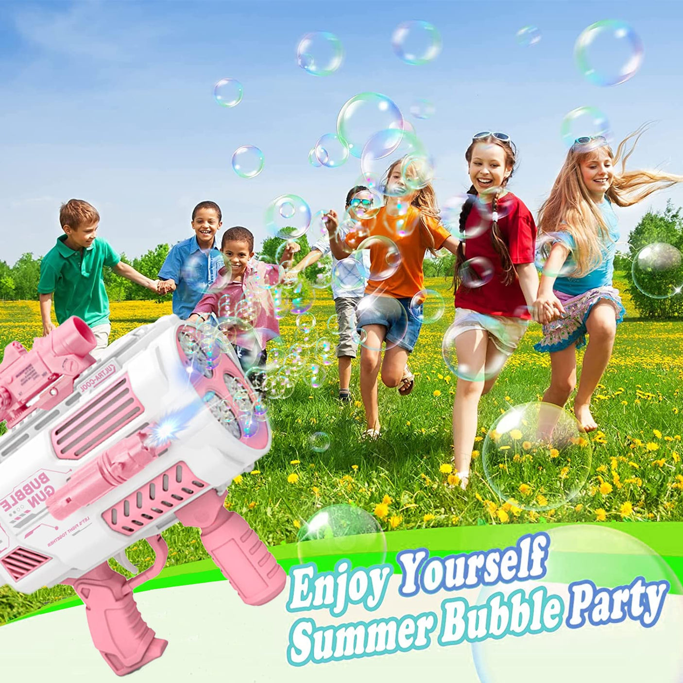 Automatic Gatling Bubble Gun,That Produces Thousands of Bubbles per Minute, Suitable for Children and Adults and Perfect for Indoor and Outdoor Birthday Parties for Girl Boy