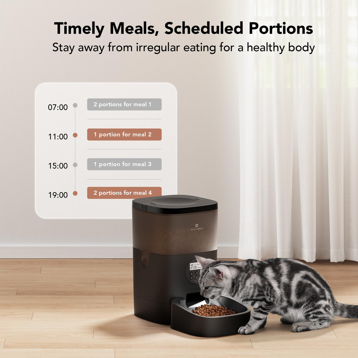 PETLIBRO Automatic Dog Feeder, 6L Dog Food Dispenser with Timer Interactive Voice Recorder, Auto Dog Feeder with Desiccant Bag 1-4 Meals Dry Food, Black Transparent