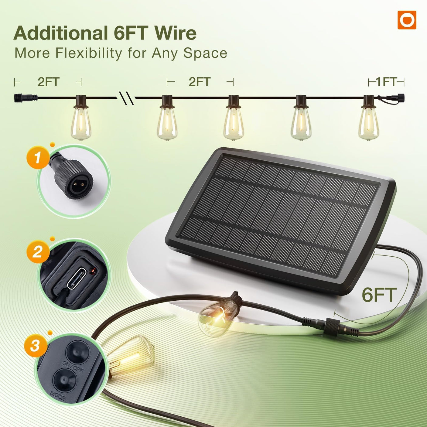 addlon 54(48+6) FT Solar String Lights Waterproof,Patio Lights Solar Powered with Remote & USB Port 15+1 LED Shatterproof Bulbs 3 Light Modes, Dimmable Solar Light for Camping Backyard Garden