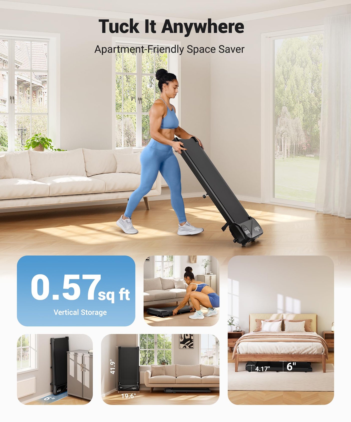 THERUN Walking Pad Treadmill Under Desk, Portable Mini Treadmill for Home/Office, Walking Pad Machine with 2.5HP and 265 lbs Weight Capacity Remote Control LED Display