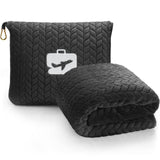 EverSnug Premium Travel Blanket Pillow - Soft 2 in 1 Airplane Blanket with Soft Bag Pillowcase, Hand Luggage Sleeve and Backpack Clip (Navy Blue)