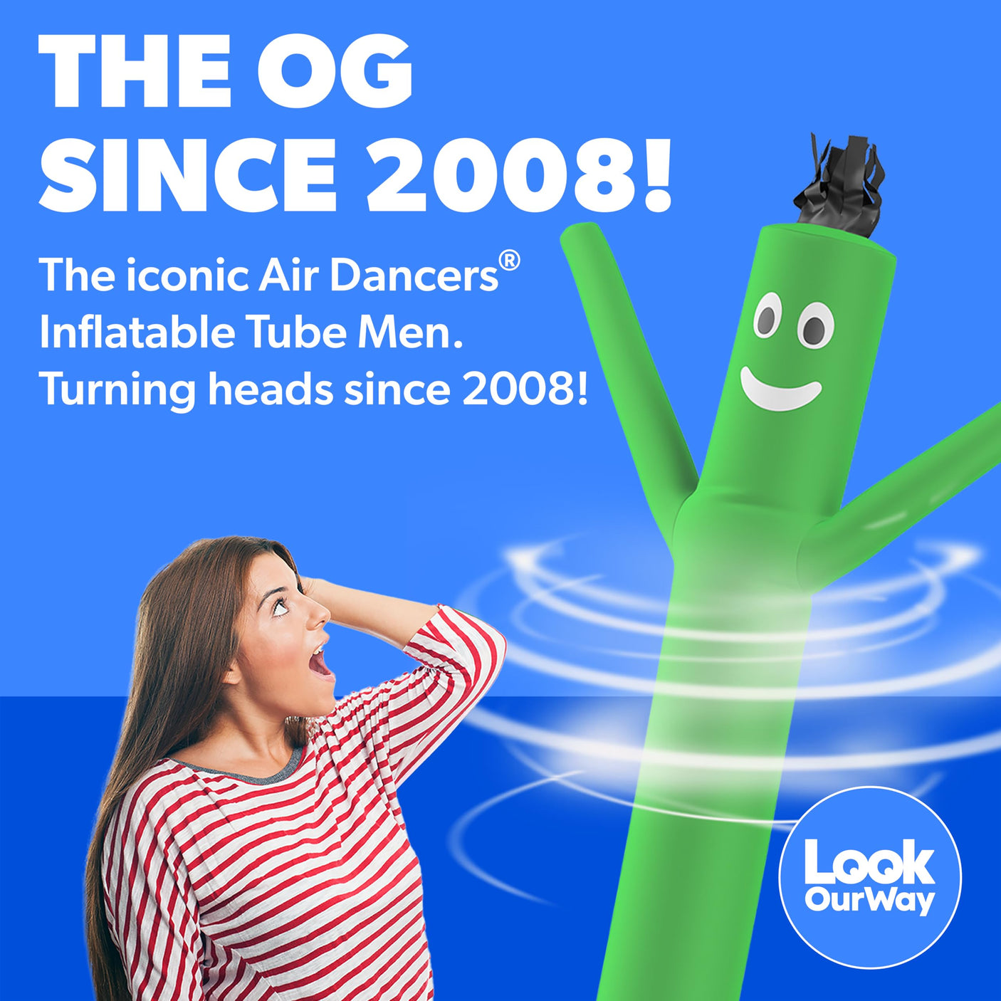 LookOurWay Air Dancers Wacky Waving Inflatable Tube Man Set - 10 Feet Tall Inflatable Dancing Man with Blower - Red