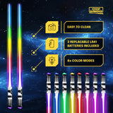 LIGHTSABER CHOPSTICKS LIGHT UP STAR WARS LED Glowing Light Saber Chop Sticks REUSABLE Sushi Lightup Sabers Bright LEDs - 8 Color Modes - 2 Pairs