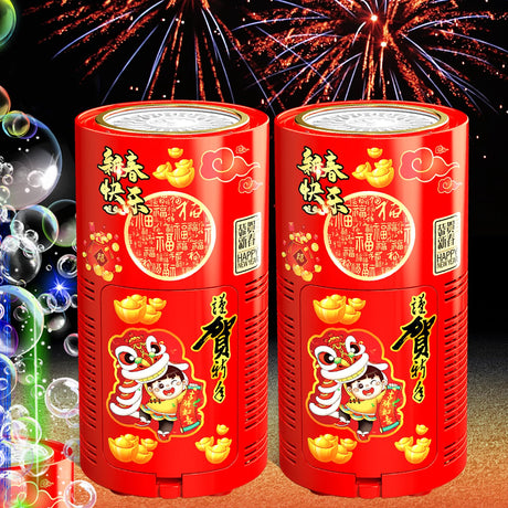 Fireworks Bubble Machine (13 Holes) with Dazzling RGB LED Lights, Automatic Sparklers Blower Toys, Portable Bubble Maker for Kids Party Wedding Christmas Chinese New Year, Birthday Balloons Decoration
