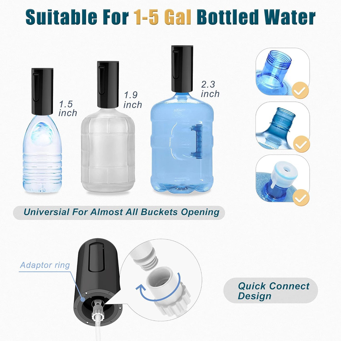 5-Gallon Water Bottle Pump Dispenser: YISH Electric Water Dispenser Pump for Bottled Water Foldable Drinking Water Pump USB-Charing Water Bottle Dispenser Automatic Water Gallon Pump