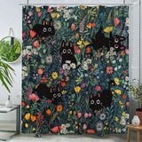 Fowocu Funny Cat Shower Curtain Set Teal Blue Sea Ocean Waterproof Fabric Shower Curtains with Animal Octopus Starfish Turtle Anchor Fish Nautical Bathroom Decor (Blue, 72''×72'')