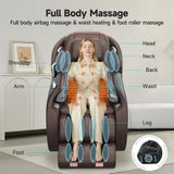 Real Relax Massage Chair Favor-06, Full Body Zero Gravity SL-Track Shiatsu Massage Recliner Chair with APP Control, Brown