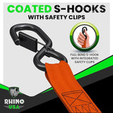 Rhino USA Retractable Ratchet Straps (4-Pack) - 1 Inch x 10 Feet (1,209lb Break Strength) - Heavy Duty Auto Self Retracting Tie Down Straps for Truck, Cargo Trailer, Motorcycle, Rad & More - Green