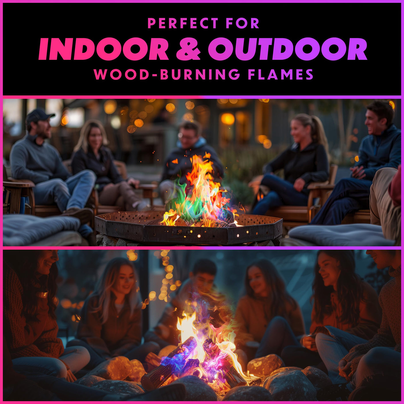 Magical Flames Fire Color Changing Packets for Fire Pit, Indoor/Outdoor Fireplace, Campfires, Bonfires - 25 Pack of Flame Color Changing Packets Camping Accessories