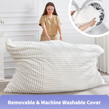 Hobestluk 3 in 1 Bean Bag Chair Giant Bean Bag Chairs Convertible Bean Bag Floor Cushion with Machine Washable Cover, Beanbag Chairs for Adult (Dark Grey)