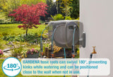 GARDENA 20505, 100' Retractable Garden Hose Reel with US Hose Threads - 100' x 1/2" hose, Automatic Retraction & Length Lock for Easy Watering. Heavy Duty Swivel Bracket 180°, Includes Nozzle.