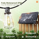 addlon 54(48+6) FT Solar String Lights Waterproof,Patio Lights Solar Powered with Remote & USB Port 15+1 LED Shatterproof Bulbs 3 Light Modes, Dimmable Solar Light for Camping Backyard Garden